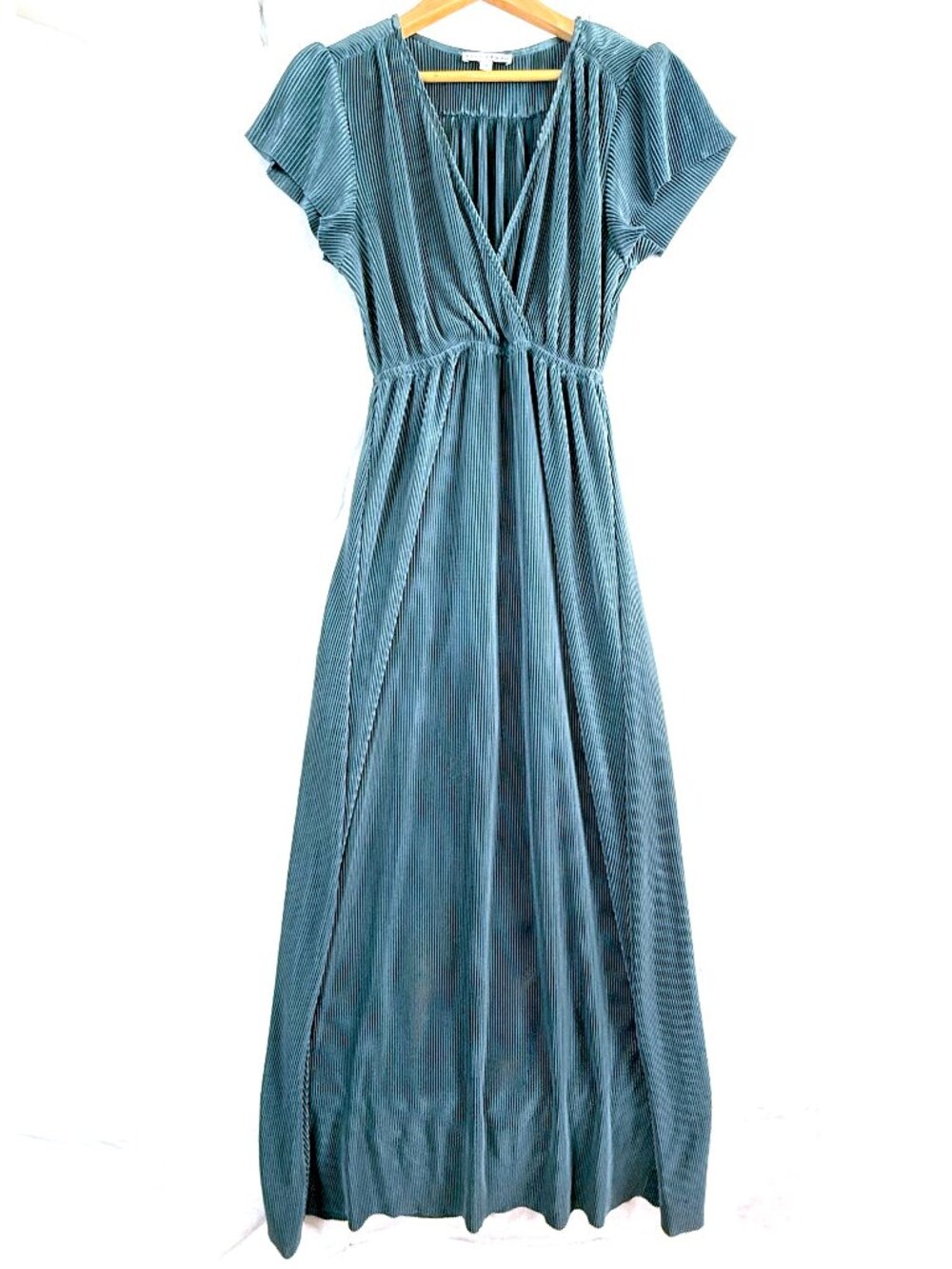 Baltic Born Athena Pleated Plisse Formal Maxi Dress S Green Autumn Wedding